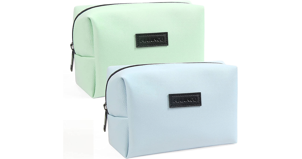 Thumbnail: Small Makeup Bag MAANGE Travel Cosmetic Bag Makeup Pouch PU Leather Portable Ver