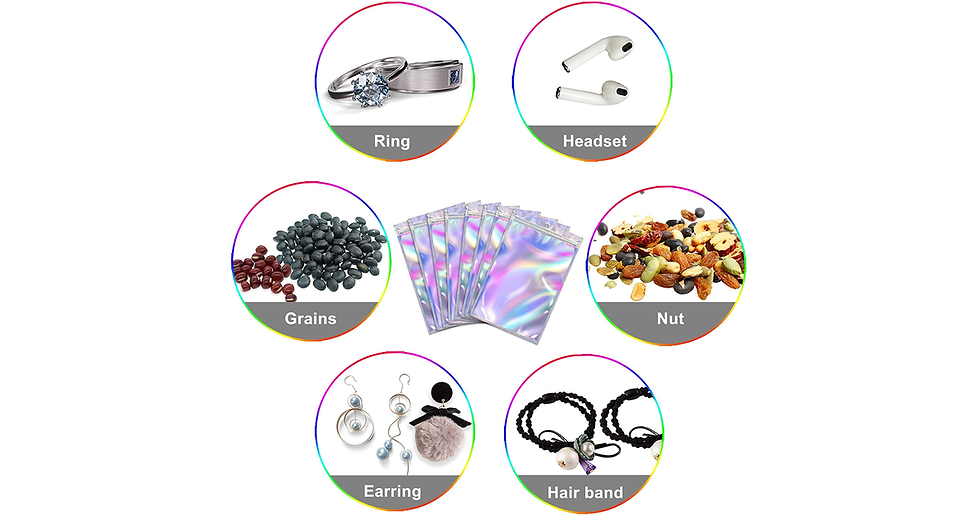 Thumbnail: BQTQ 200 Pieces Foil Bags Resealable Ziplock Bags Holographic Colour Smell Proof