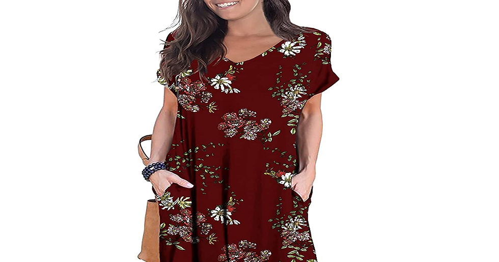 Thumbnail: GRECERELLE Women Summer Maxi Casual Long Dress Loose Short Sleeve Floral Print M