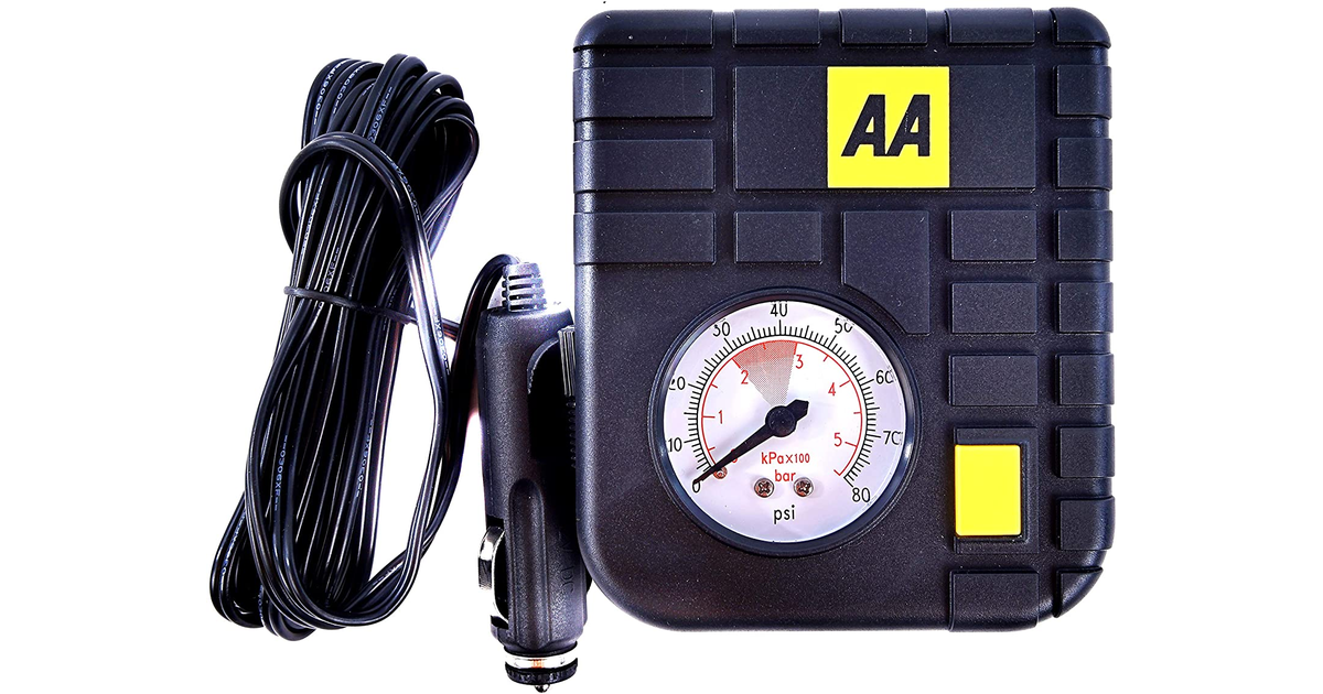 AA Car Essentials 12V Compact Tyre Inflator AA5007 – for Cars Vans Motorbikes Ve