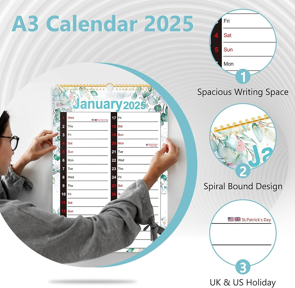 Thumbnail: 2025/26 Calendar, A3 Large Family Calendar 2025, 18 Month Desk Calendar from Jan