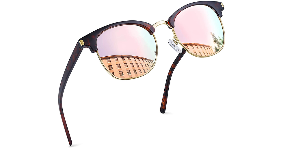 Thumbnail: Joopin Semi-Rimless Polarised Sunglasses Man - UV400 Protection Retro Half Frame