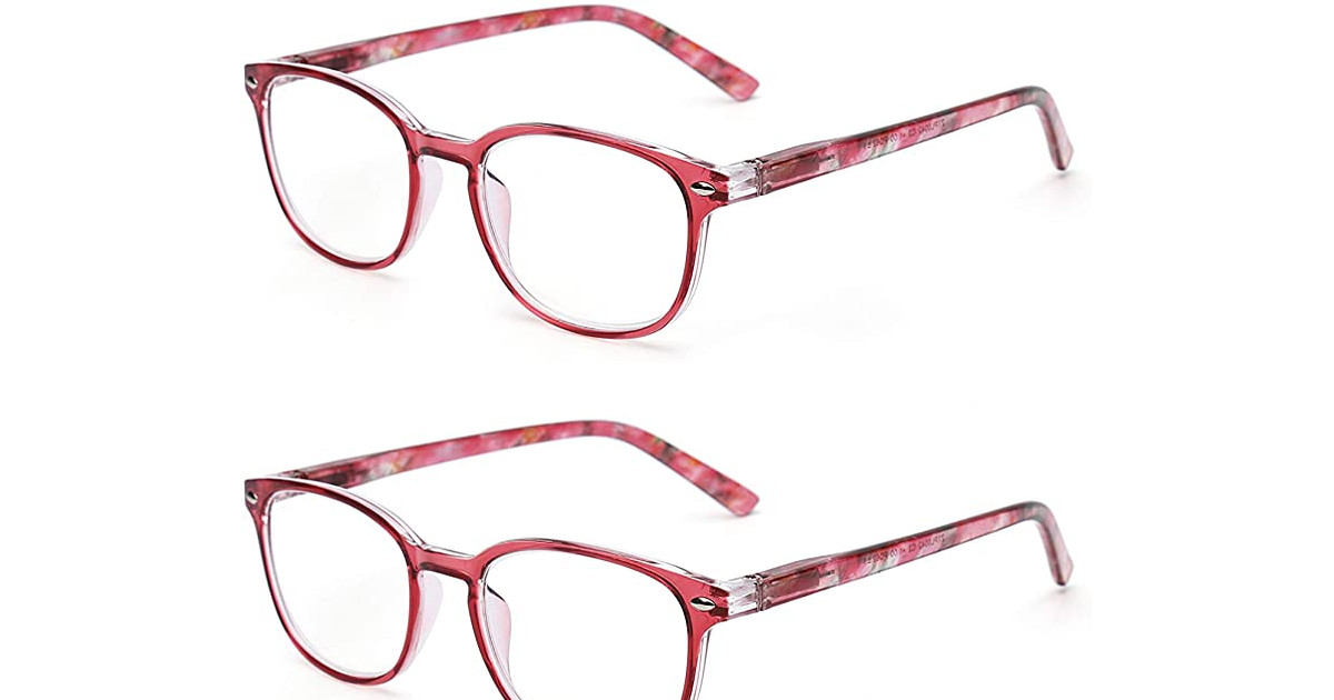 JM Reading Glasses Women with Spring Hinge 4 Pack, Lightweight Quality Vintage Readers Colorful Square Glasses for Ladies Magnifying