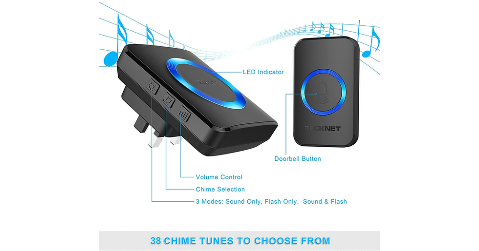 Thumbnail: TECKNET Wireless Doorbell, Waterproof Wall Plug-In Cordless Door Chime Kit with 