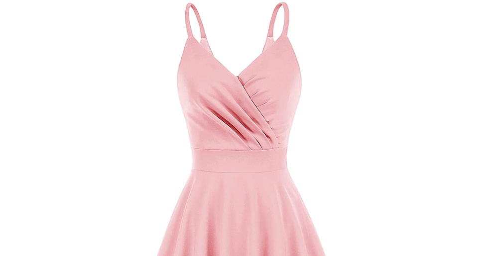 Thumbnail: GRACE KARIN Women Retro V-Neck Spaghetti Dress A-Line Flared Party Prom Cami Dre