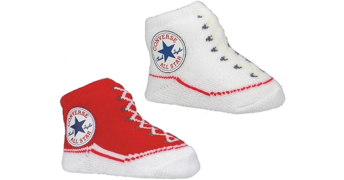 Converse Baby Socks Baby Shoes 356 Red 1 X Red and 1 X White 2 Pack