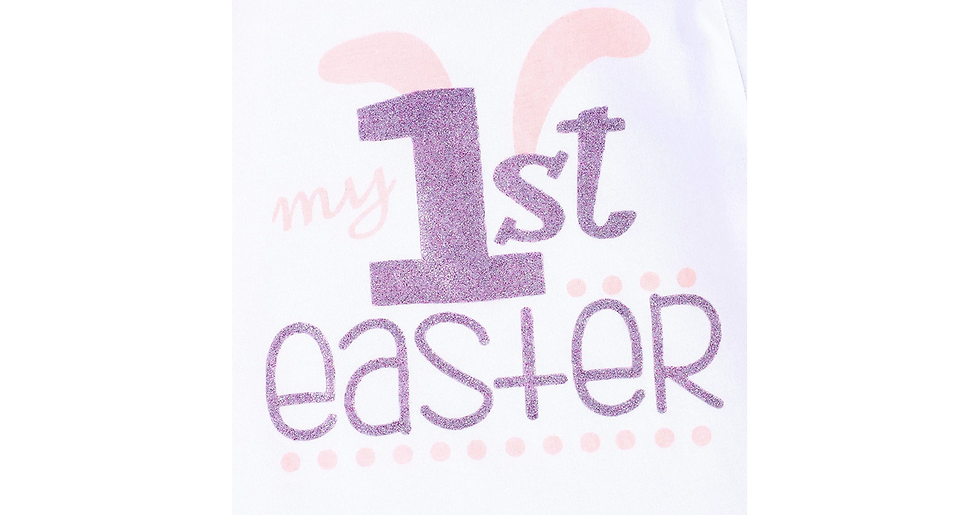 Thumbnail: My First Easter Baby Girl Outfits Rabbit Romper + Skirt + Leg Warmer + Bow 4PC N