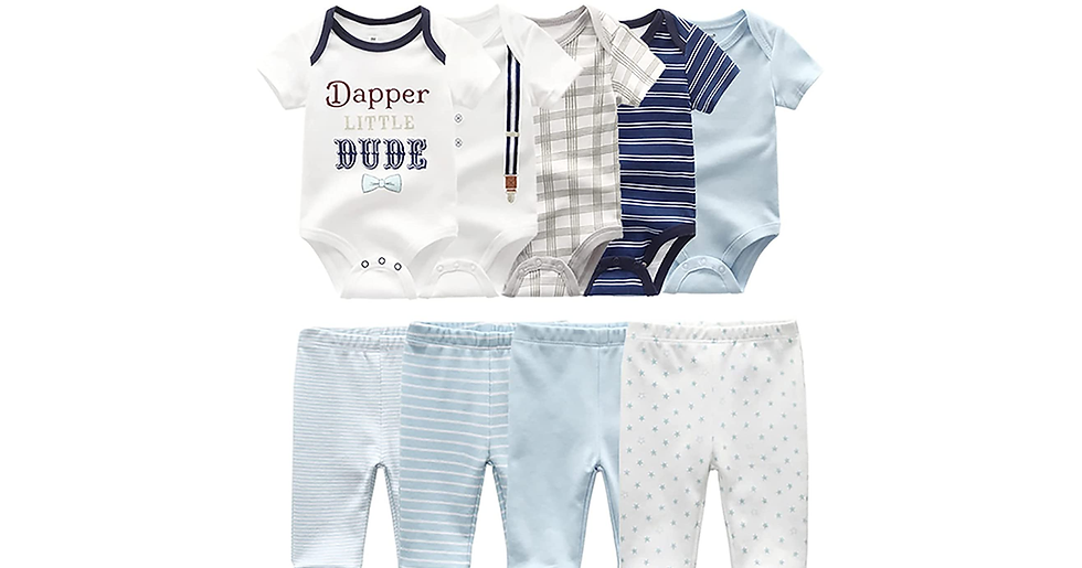 Thumbnail: MAMIMAKA Baby Bodysuits Baby Pants Trousers Baby Clothes Short Sleeve Bodysuits 