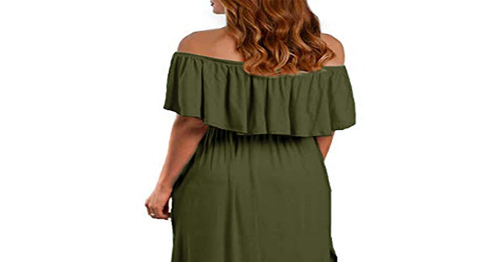 Thumbnail: KIDSFORM Women Maxi Dress Long Sleeve off Shoulders Ruffles Side Split Long Dres