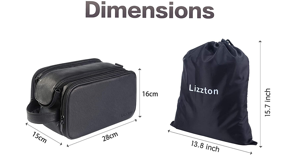 Thumbnail: Water-Resistant Leather Toiletry Bag for Men Large Travel Wash Bag Shaving Dopp 