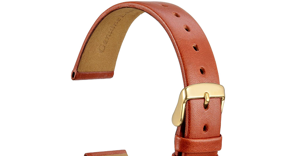Thumbnail: WOCCI Elegant Watch Straps, Genuine Leather Replacement Bands, Stainless Steel B