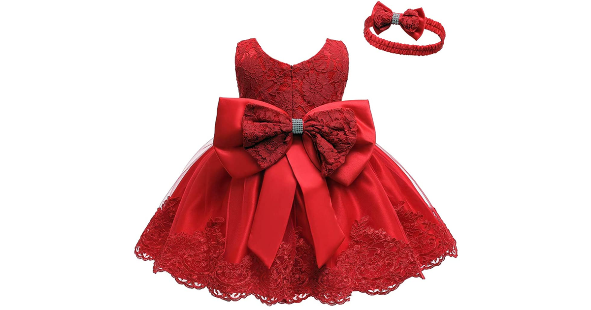 LZH Baby Girls Lace Dress Bowknot Flower Dresses Wedding Pageant Baptism Christe