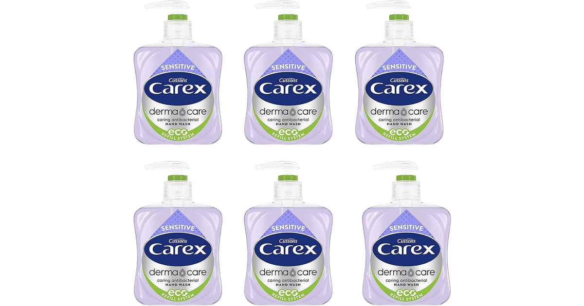 Carex Dermacare Aloe Vera Antibacterial Hand Wash Pack of 6, Cleansing Hand Soap That'S Gentle and Protects Hands, Antibacterial Soap with Added Moisturisers, Aloe Vera Soap, 250 Ml (Pack of 6)