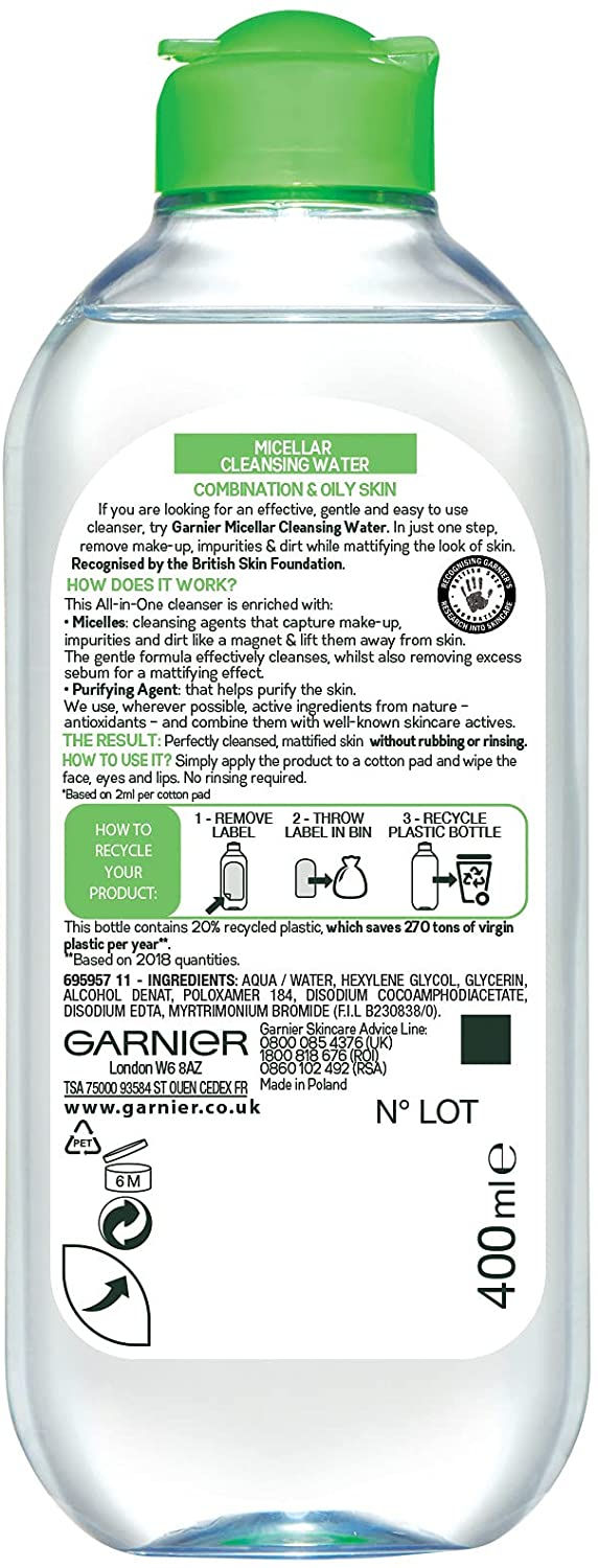 Thumbnail: Garnier Micellar Cleansing Water For Dry Skin 400ml, Milky Face Cleanser & Make