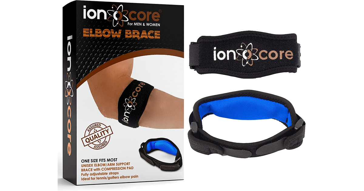 Ionocore® Tennis Elbow Strap - Golfers Arm Support Brace with EVA Compression Pa