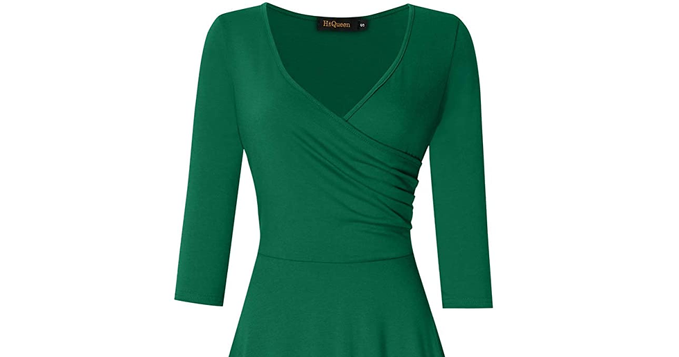 Thumbnail: Hiqueen Women V-Neck A-Line Fit Flare Swing Party Dress