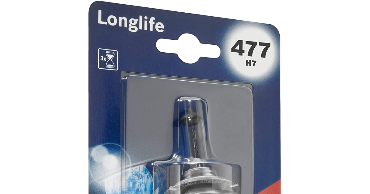 Bosch 477 (H7) Longlife Headlight Bulb - 12 V 55 W Px26D - 1 Bulb