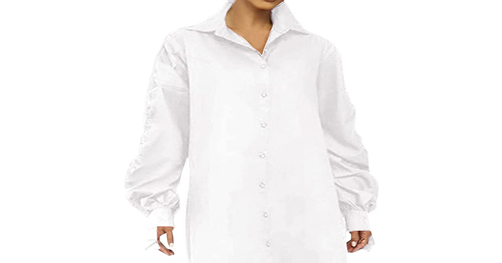 Thumbnail: VONDA Women Long Sleeve Maxi Dresses Full Length Button Shirt Dress with Asymmet