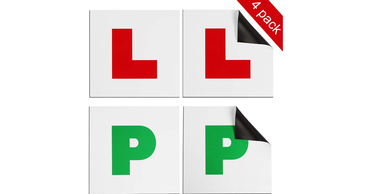 Onarway Fully Magnetic Red Car L-Plates and Green P Plate 4 Pack for Car Magneti