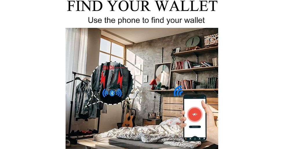 Thumbnail: Smart Bluetooth Wallet GPS Record Genuine Leather Men Wallets Credit Card Large-