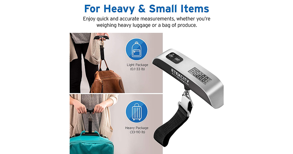 Thumbnail: Etekcity Luggage Scale, Digital Portable Handheld Suitcase Weight for Travel wit