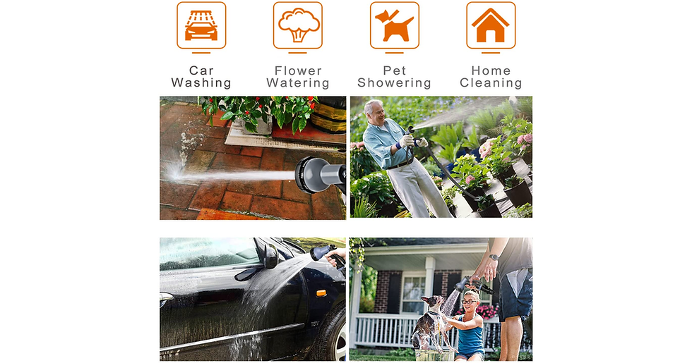 Thumbnail: HOMOZE 50Ft Expandable Garden Water Hose Pipe with 3/4", 1/2" Fittings, Anti-Lea