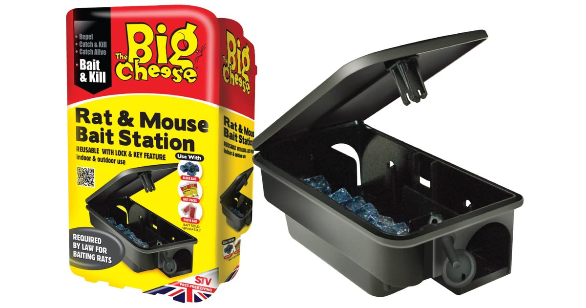 The Big Cheese STV179 Rat and Mouse Bait Station (Durable, Lockable, Reusable Bait Box), Black