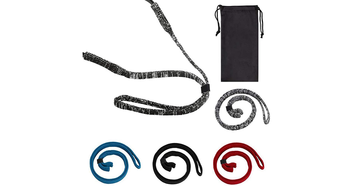 Nuoshen 4 Pieces Sport Glasses Strap,Soft Anti-Skid Glasses Chain Adjustable Sunglasses Strap Eyewear Strap with Glasses Cloth and Glasses Bag for Reading Sports Outdoor