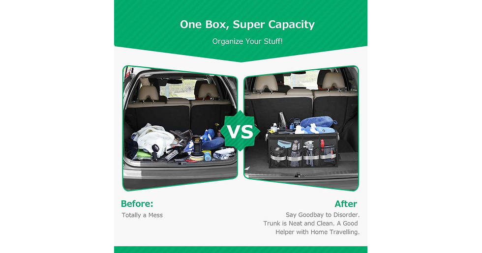 Thumbnail: Oasser Car Boot Organiser Trunk Organiser Collapsible Waterproof Durable Multi C