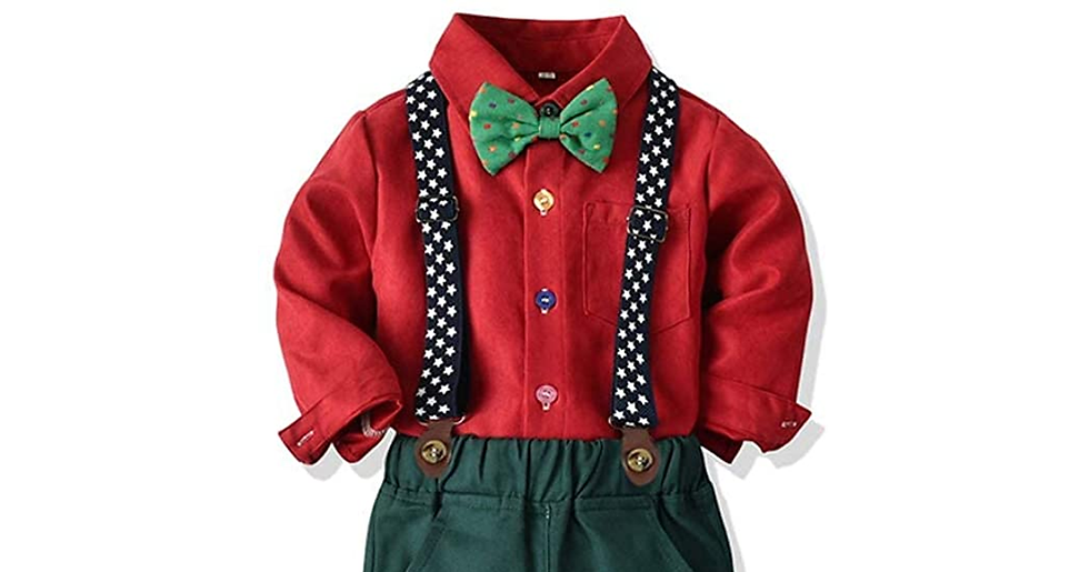 Thumbnail: Yokald Toddler Dress Suit Baby Boys Clothes Sets Bowtie Shirts + Suspenders Pant