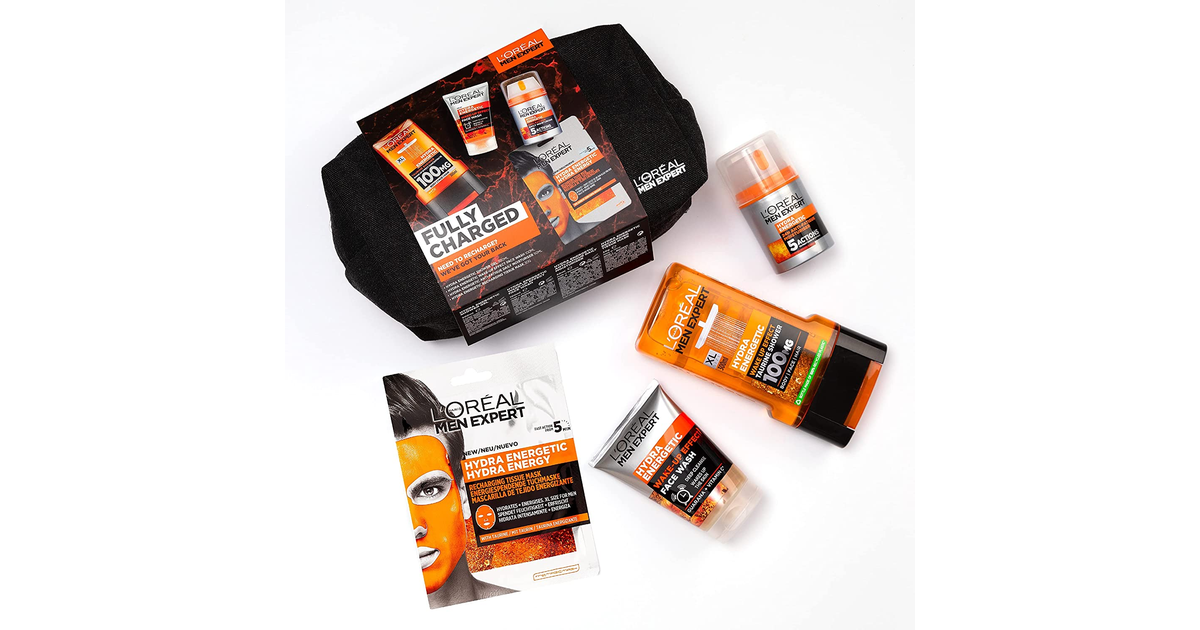L'Oreal Men Expert Gift Set for Men, Hydra Energetic Fully Charged Washbag: Show