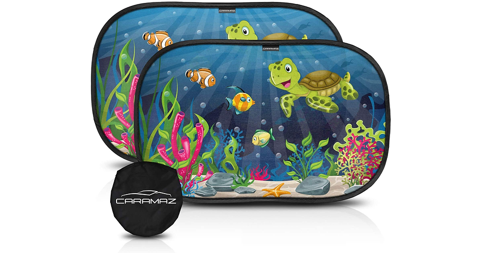 Thumbnail: CARAMAZ Turtle Adhesive Car Window Shade - Car Sun Shades for Kids, Pets and Adu
