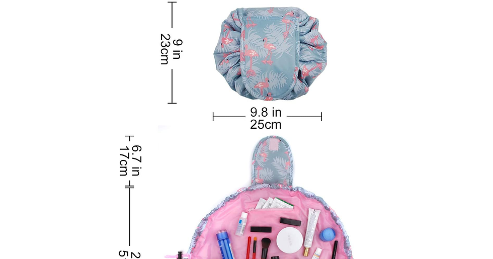 Thumbnail: Portable Lazy Drawstring Makeup Bag Travel Cosmetic Pouch Toiletry Organizer Wat