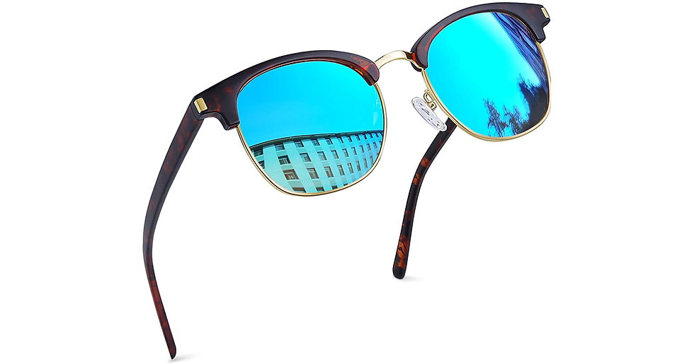 Thumbnail: Joopin Semi-Rimless Polarised Sunglasses Man - UV400 Protection Retro Half Frame