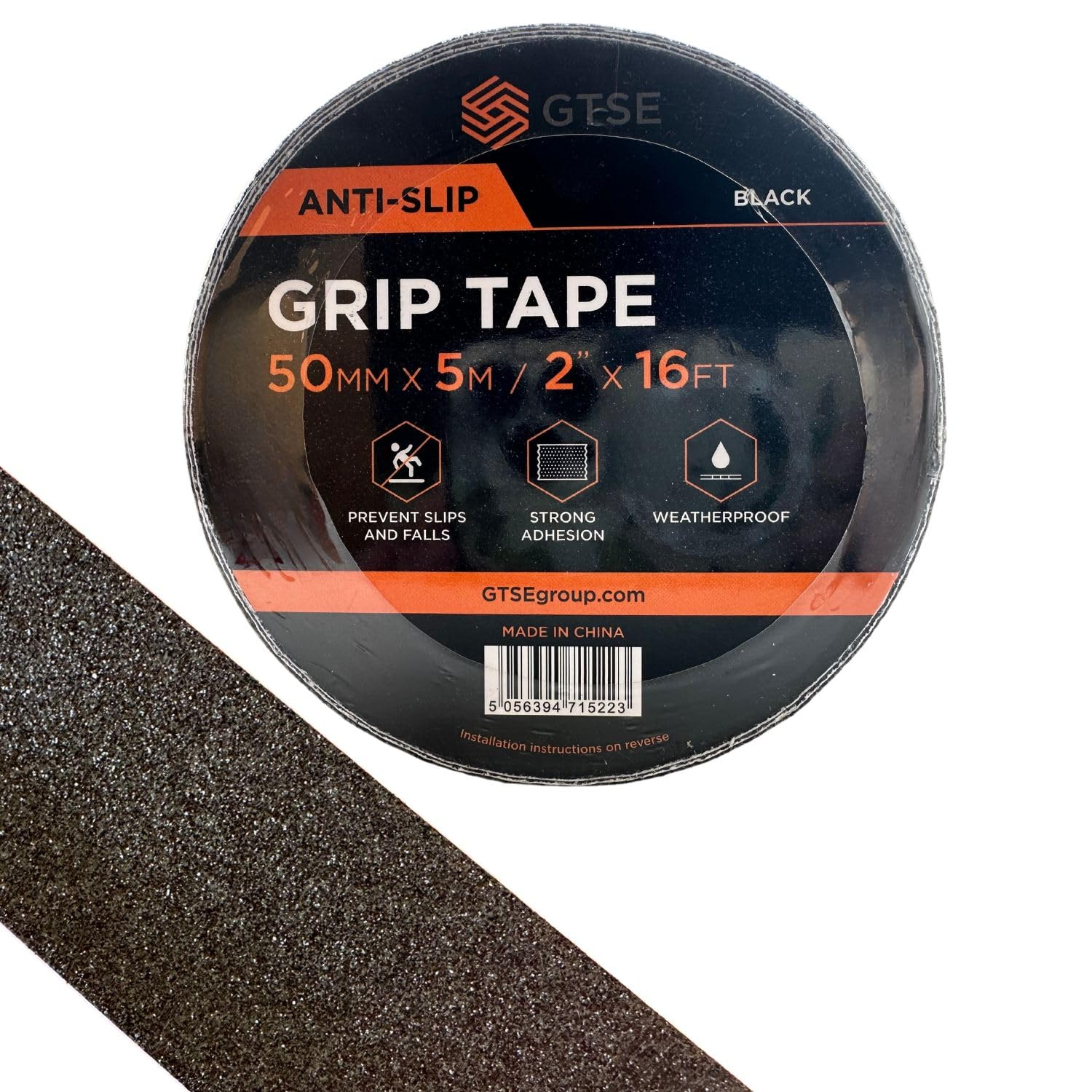 anti Slip Tape, 50Mm X 5M (2"), Durable Adhesive Black Strong Grip Tape for Indo