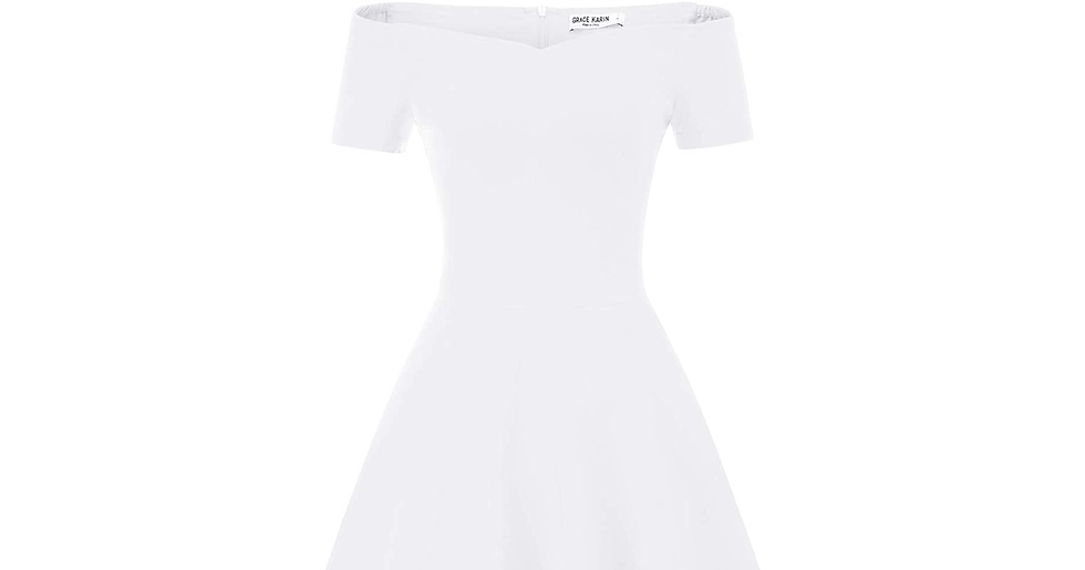 Thumbnail: GRACE KARIN Women 50S Vintage Hepburn Retro off Shoulder A-Line Dress Stretchy S