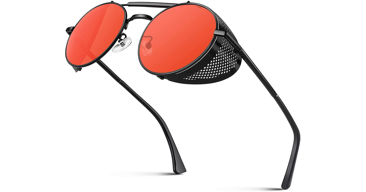 CGID E72 Retro Steampunk Style Unisex Inspired round Metal Circle Polarized Sung
