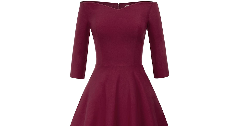 Thumbnail: GRACE KARIN Women 50S Vintage Hepburn Retro off Shoulder A-Line Dress Stretchy S