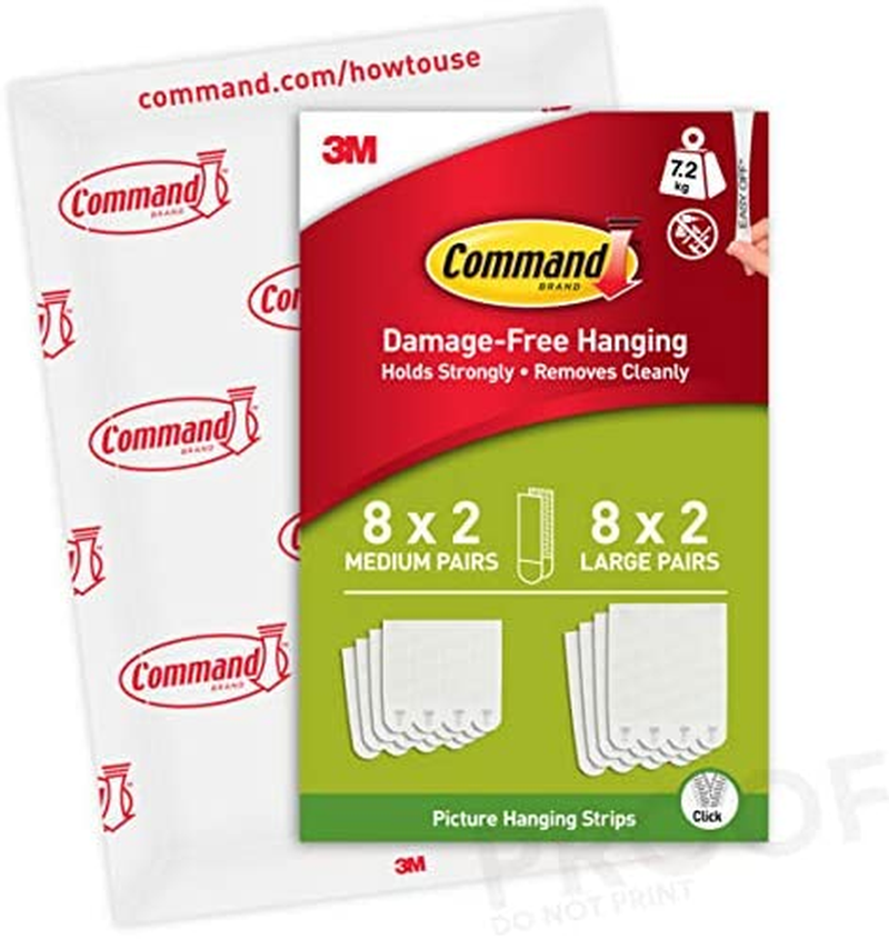 Thumbnail: Command Picture Hanging Strips, Value Pack - 8 X 2 Medium and 8 X 2 Large Adhesi