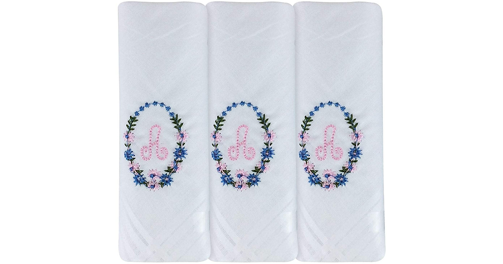 Thumbnail: 3 Pack of Womens/Ladies Embroidered Initial Handkerchiefs with White Satin Borde