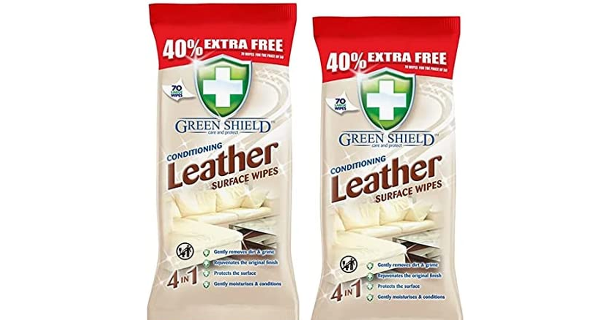 2 Xgreen Shield Conditioning Leather Surface Wipes 70 Pack - Extra Large Wipes