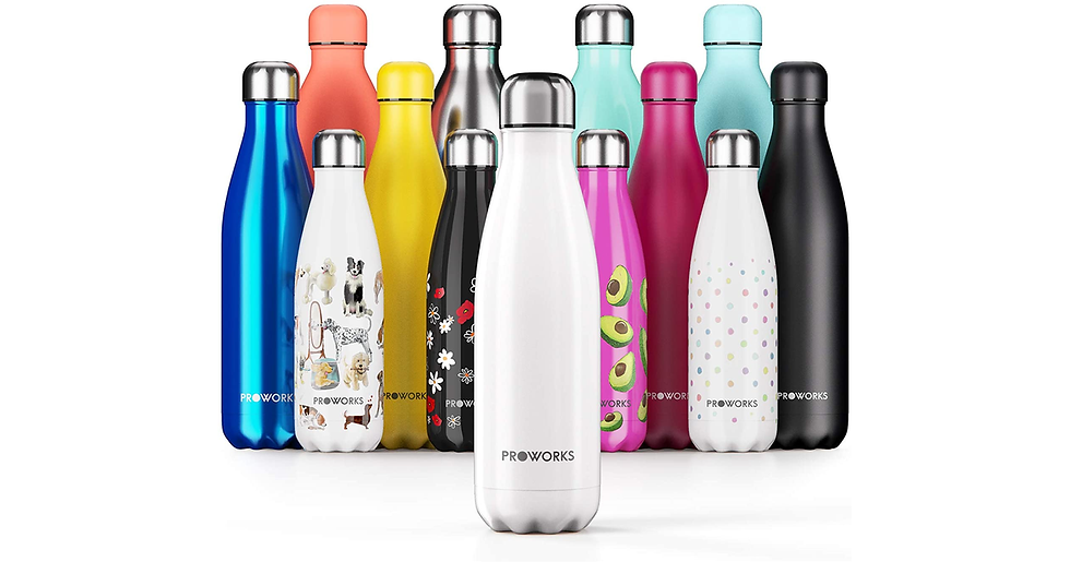 Thumbnail: Proworks Stainless Steel Water Bottle, BPA Free Vacuum Insulated Metal Water Bot