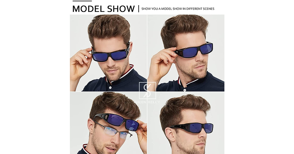Thumbnail: Polarized Rectangular Fit over Glasses Sunglasses with Side Shield Driving Lens 