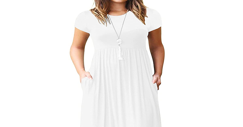 Thumbnail: GRECERELLE Womens Maxi Dress Ladies' Summer Casual Short Sleeve Long Dresses wit