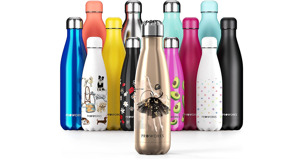 Thumbnail: Proworks Stainless Steel Water Bottle, BPA Free Vacuum Insulated Metal Water Bot