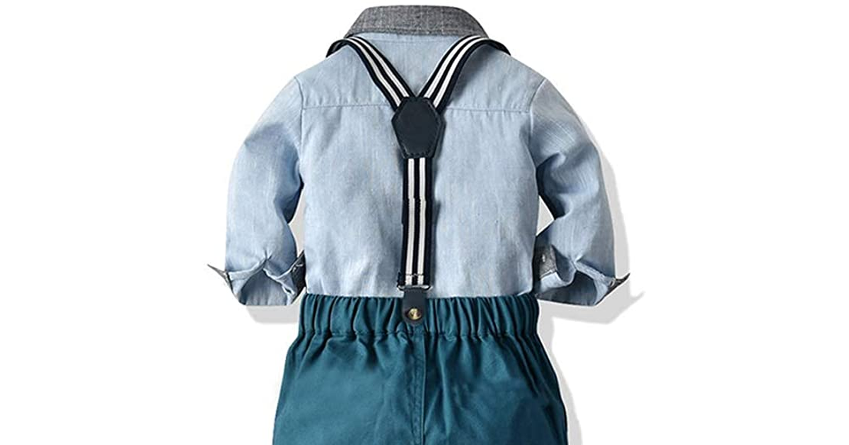 Yokald Toddler Dress Suit Baby Boys Clothes Sets Bowtie Shirts + Suspenders Pant