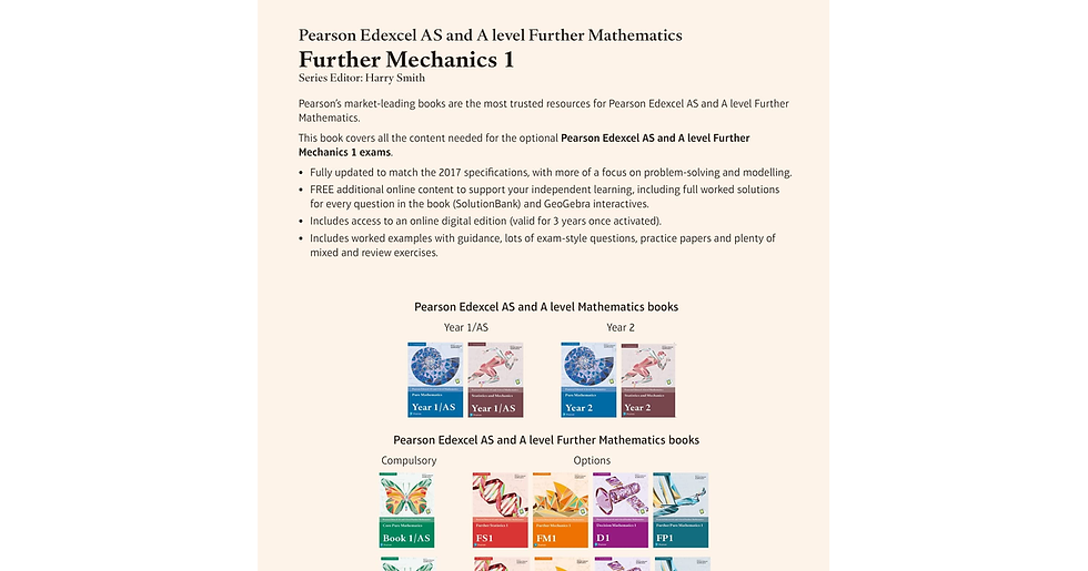 Thumbnail: Pearson Edexcel as and a Level Further Mathematics Further Mechanics 1 Textbook 