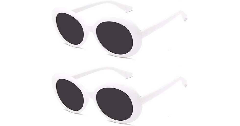 Thumbnail: 2 Pcs Sunglasses Retro Oval Goggle,Vintage Clout Sunglasses(White/Black)