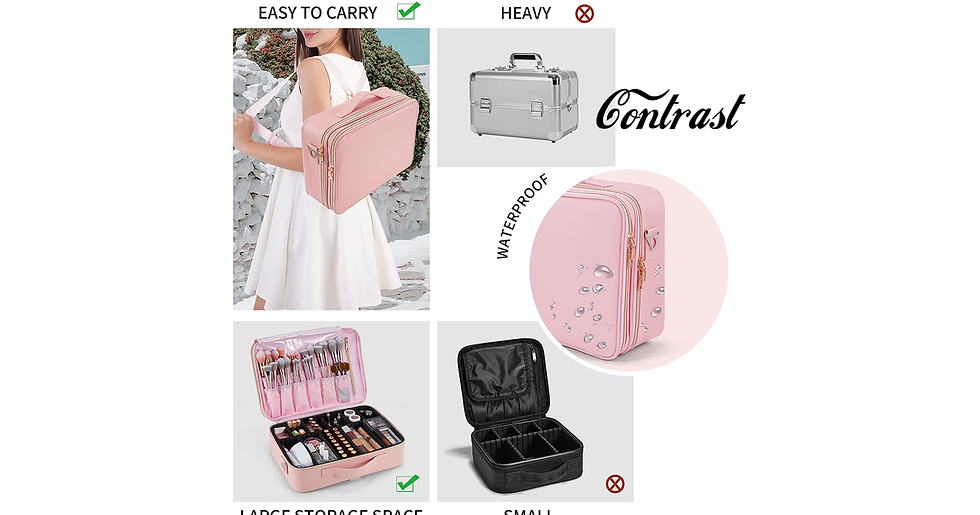 Thumbnail: Extra Large Travel Makeup Bag Cosmetic Case Vanity Organiser Beauty Train Case w