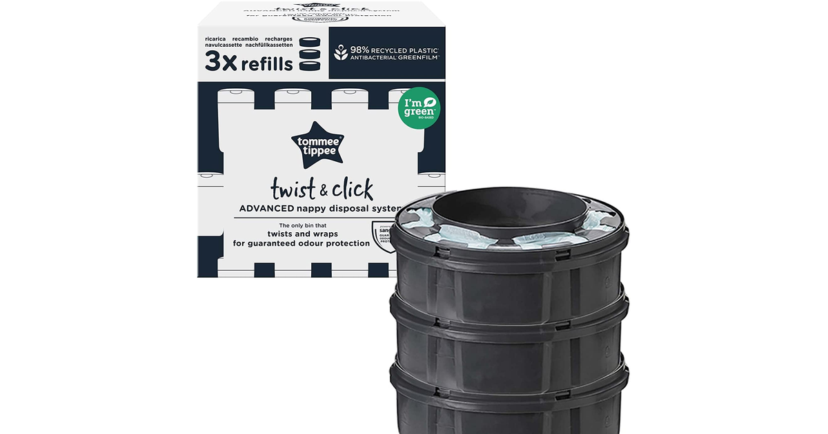 Tommee Tippee Twist and Click Advanced Nappy Bin Refill Cassettes, Sustainably S